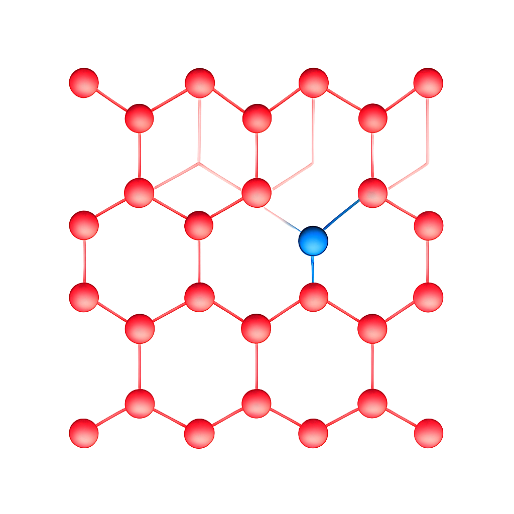 Defects and Dopants - Atomic lattice with highlighted defect
